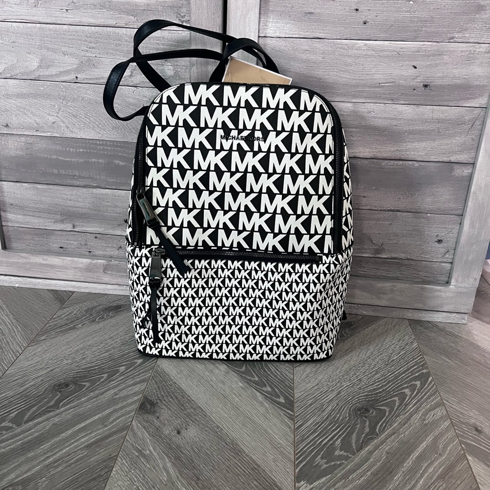 Michael Kors Graphic Logo Black & White Backpack